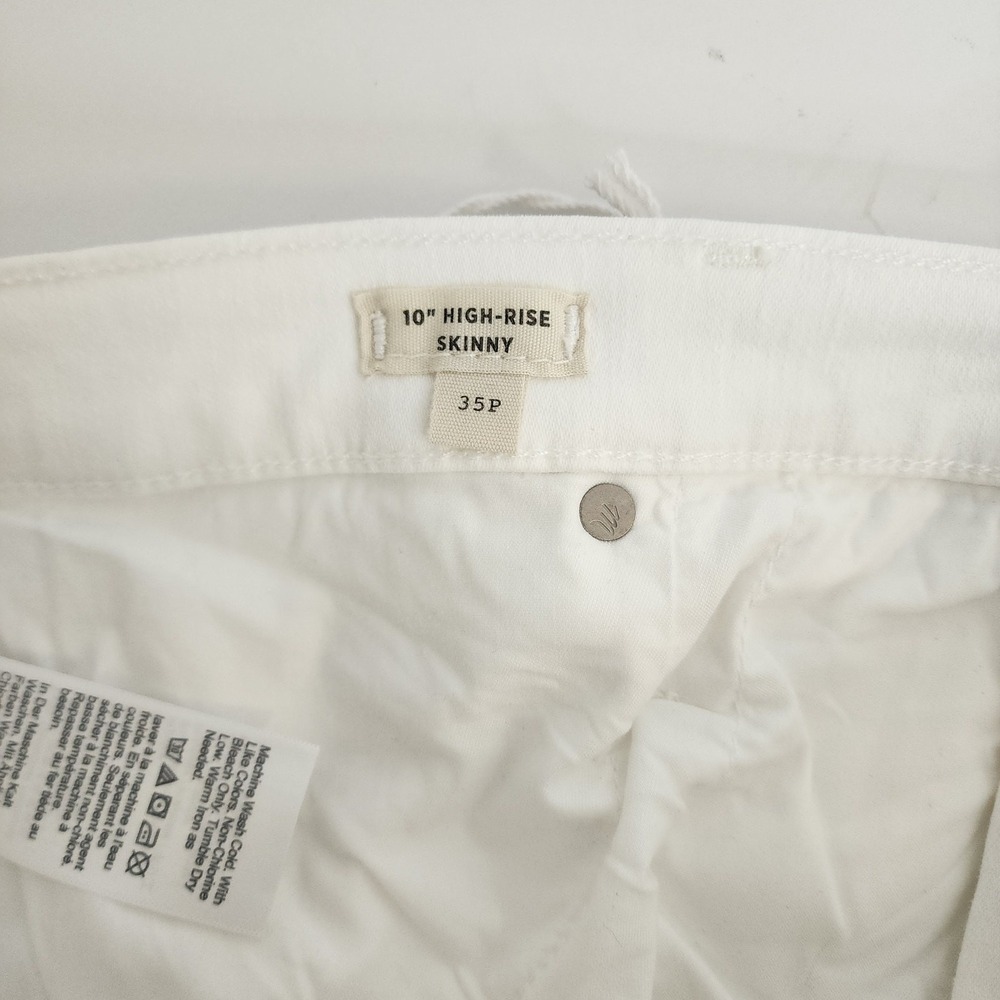 Madewell 10" High-Rise Skinny Jeans White Button‎ Fly Raw Hem Womens 35 Petite - Picture 8 of 11